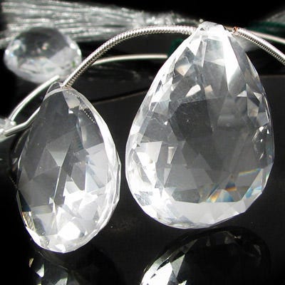 23x17 - 35x27mm Crystal Quartz Faceted Pears - Beadsofcambay.com