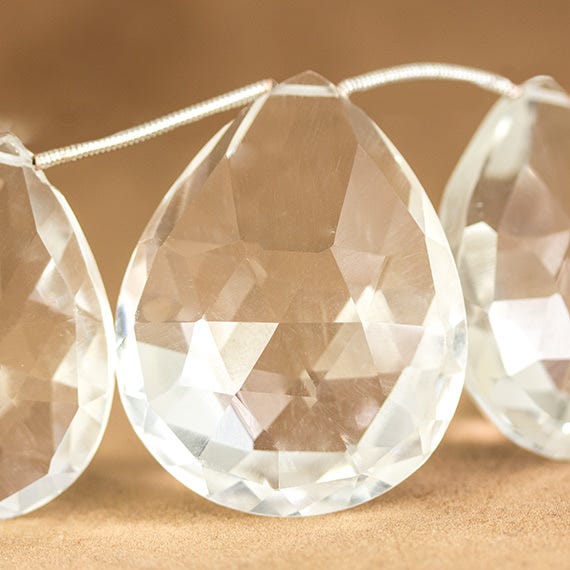 23x17 - 35x27mm Crystal Quartz Faceted Pears - Beadsofcambay.com