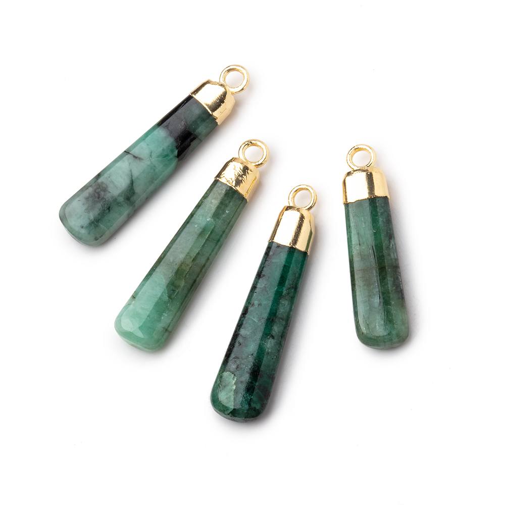 23x6mm Gold Leafed Emerald Plain Pear Pendant 1 piece - Beadsofcambay.com