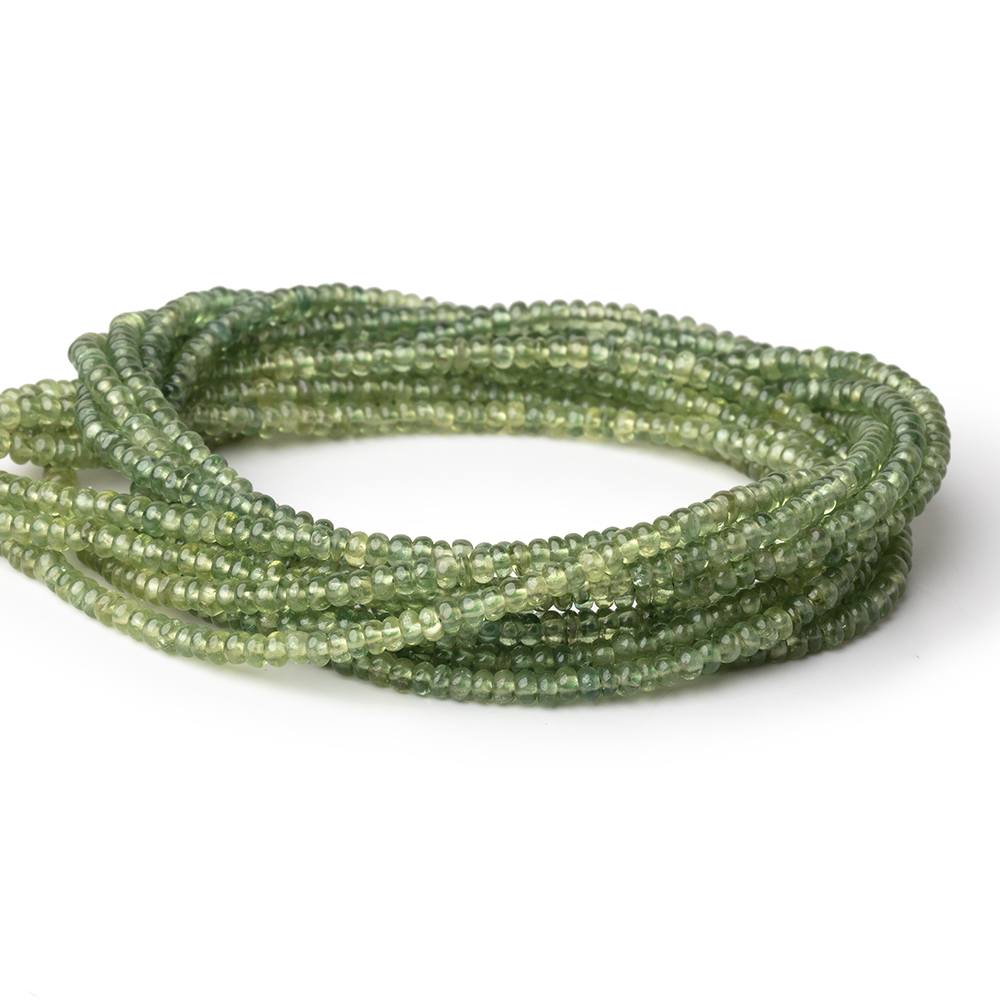 2.5-2.8mm Green Sapphire Plain Rondelle Beads 15 inch 230 pieces - Beadsofcambay.com