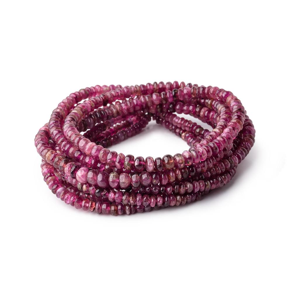 2.5-4mm Pink Tourmaline Plain Rondelles 18 inch 220 Beads - Beadsofcambay.com