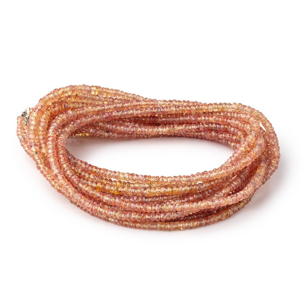 2.5-4mm Reddish Orange Sapphire Faceted Rondelle Beads 17 inch 272 pieces - Beadsofcambay.com