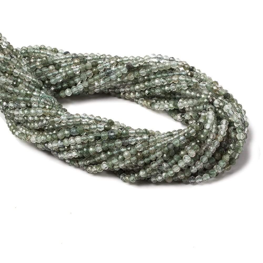 2.5mm Green Tourmalinated Quartz Micro faceted rondelles 13 inch 155 beads - Beadsofcambay.com