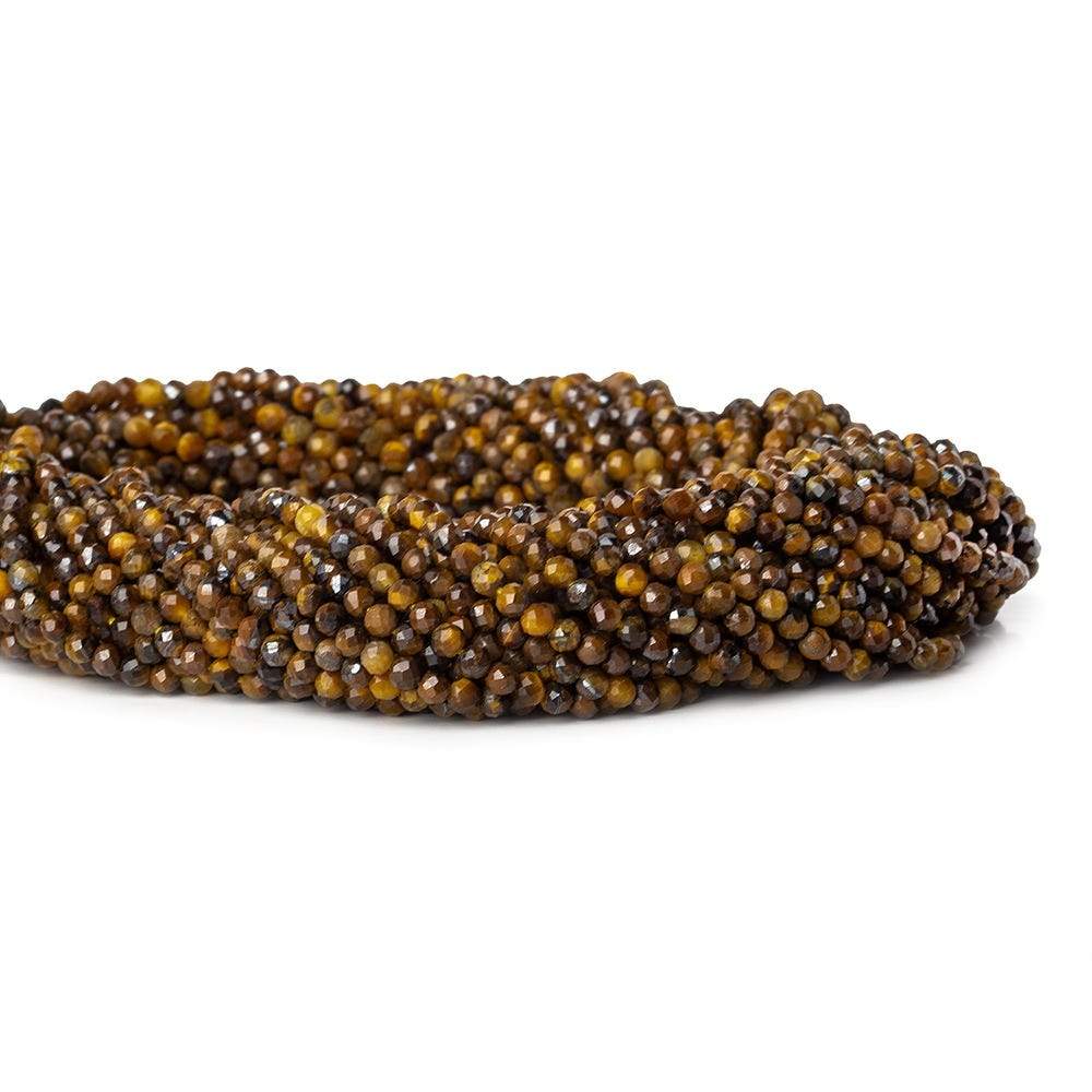 2.5mm Tiger's Eye microfaceted rondelle beads 13 inch 135 pieces - Beadsofcambay.com