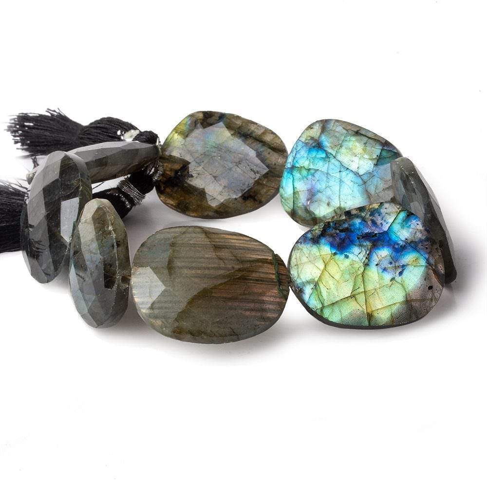 26x23-28x22mm Labradorite faceted flat nugget beads 9 inch 8 pieces - Beadsofcambay.com