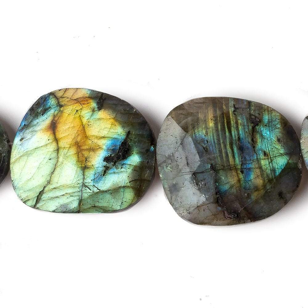 26x23-28x22mm Labradorite faceted flat nugget beads 9 inch 8 pieces - Beadsofcambay.com