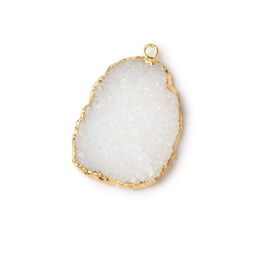 27x21mm Gold Leafed White Drusy Pendant 1 piece - Beadsofcambay.com