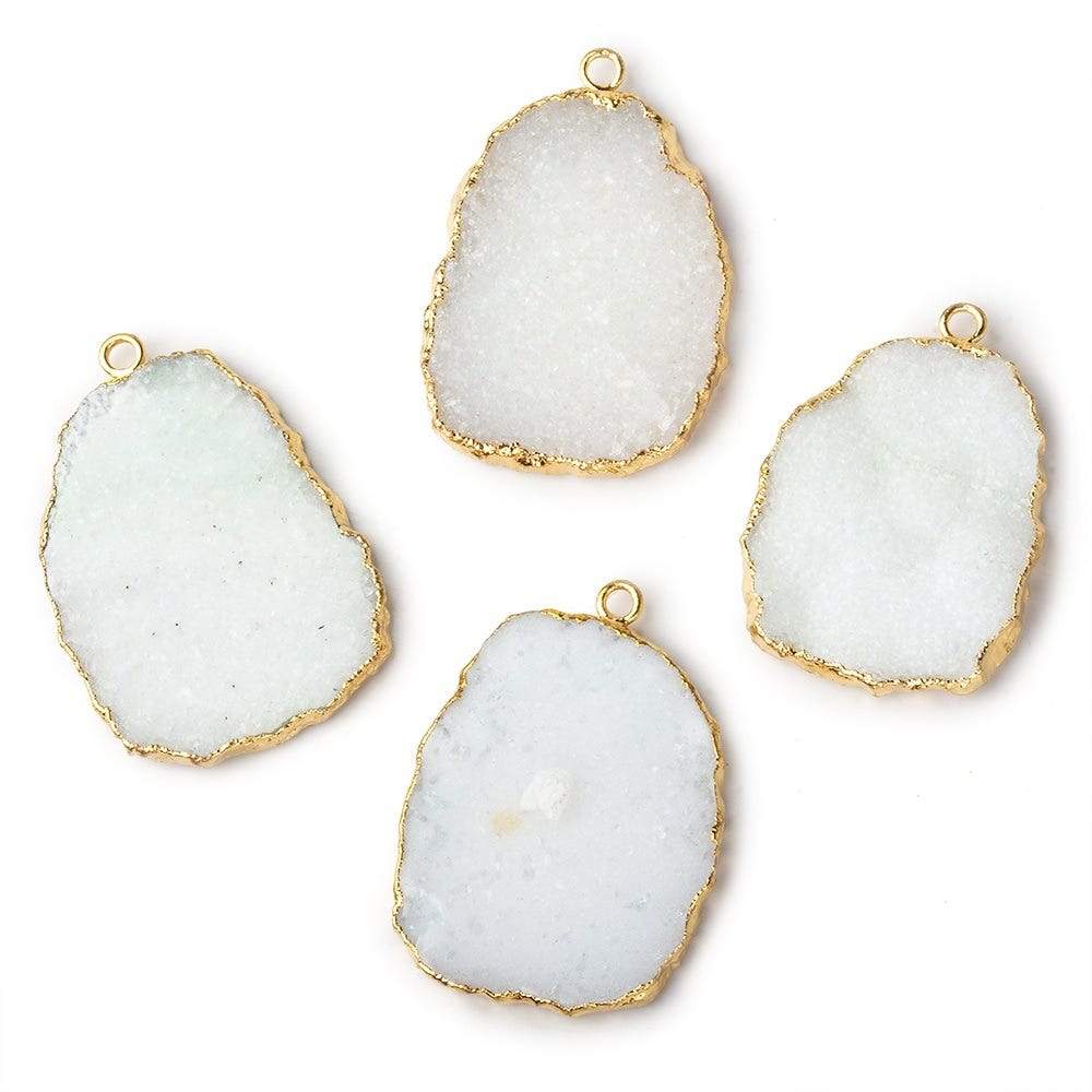 27x21mm Gold Leafed White Drusy Pendant 1 piece - Beadsofcambay.com