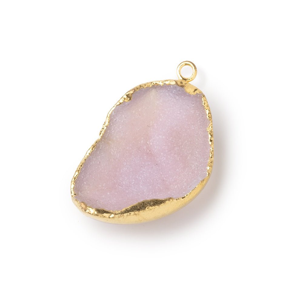 28x20mm Gold Leafed Pink Concave Drusy Pendant 1 focal piece - Beadsofcambay.com