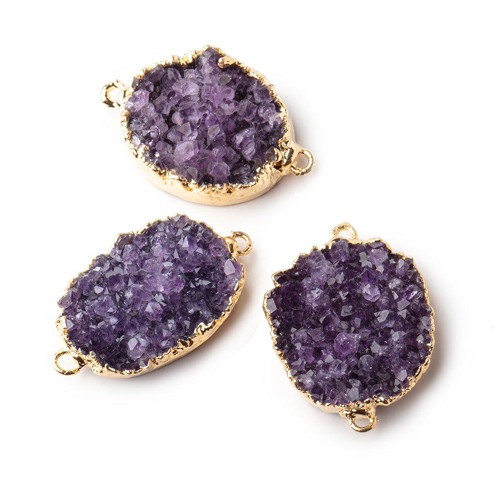 28x21x6mm Gold Leaf Amethyst Drusy Free Shape Connector 1 piece - Beadsofcambay.com