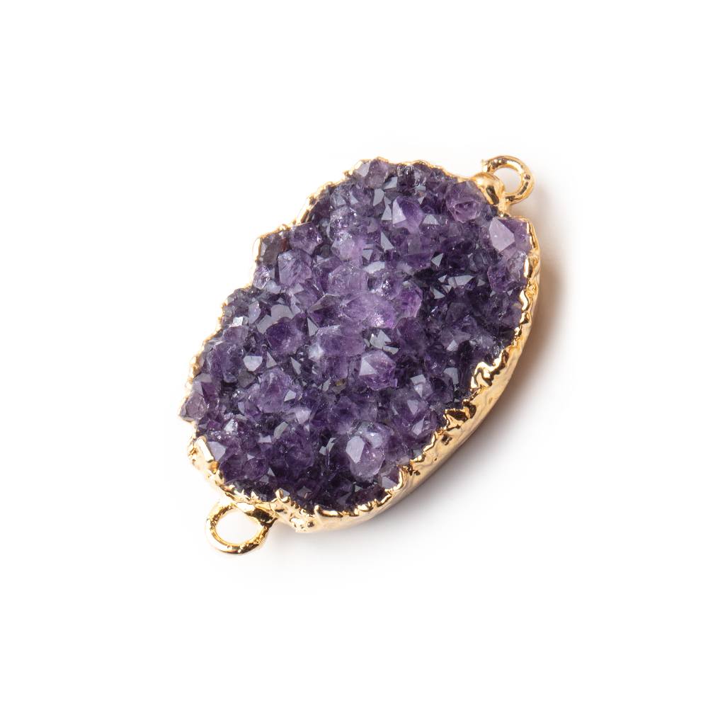 28x21x6mm Gold Leaf Amethyst Drusy Free Shape Connector 1 piece - Beadsofcambay.com