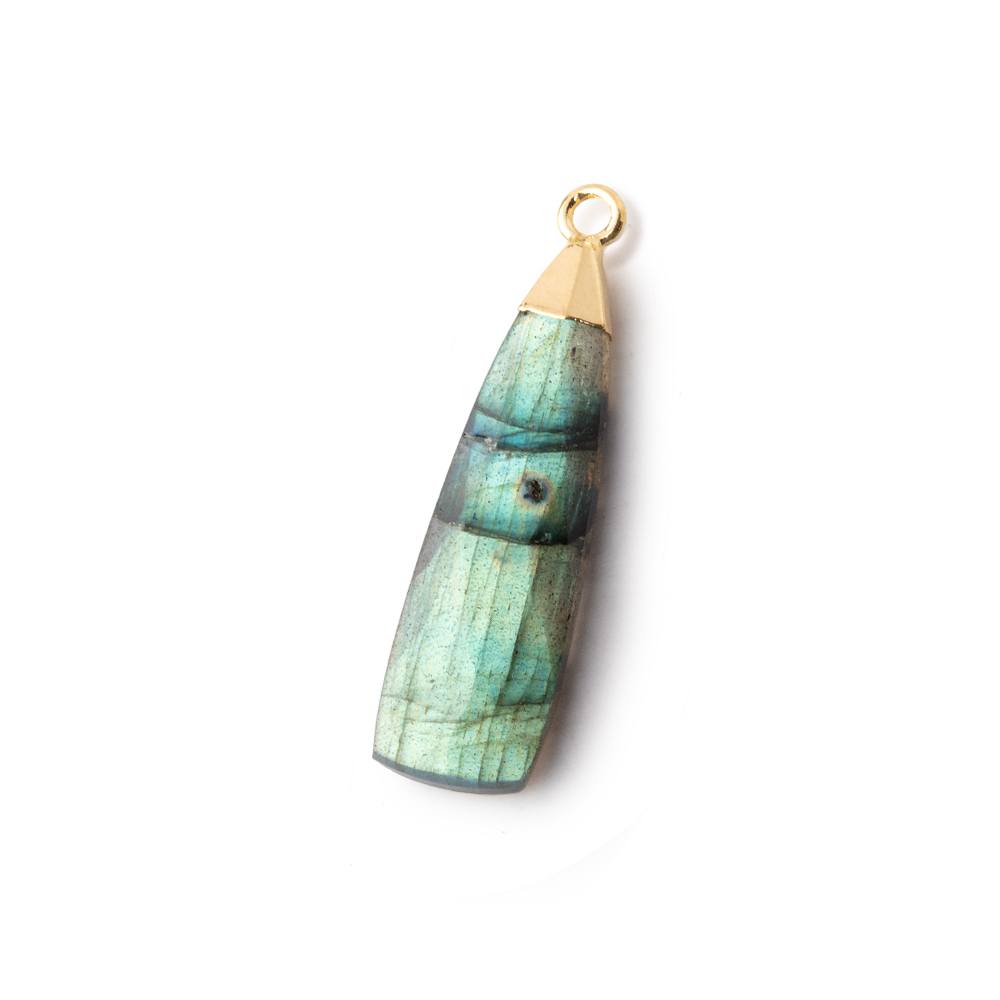 28x9mm Gold Leafed Labradorite Elongated Triangle Pendant 1 piece - Beadsofcambay.com