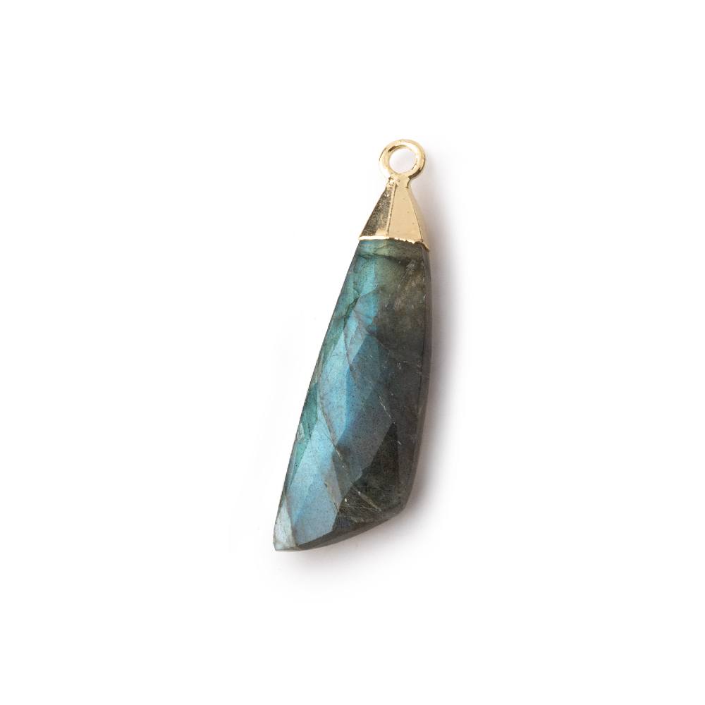 28x9mm Gold Leafed Labradorite Fancy Shape Pendant 1 piece - Beadsofcambay.com