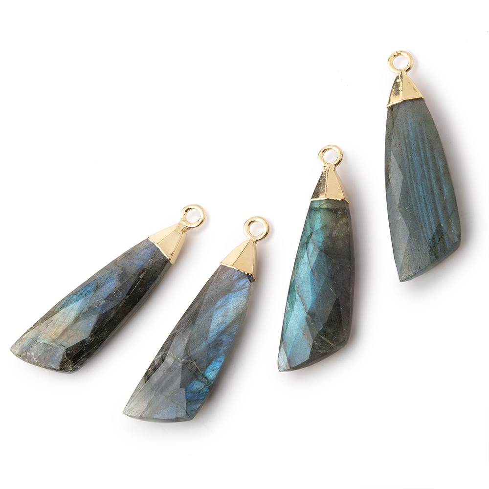 28x9mm Gold Leafed Labradorite Fancy Shape Pendant 1 piece - Beadsofcambay.com