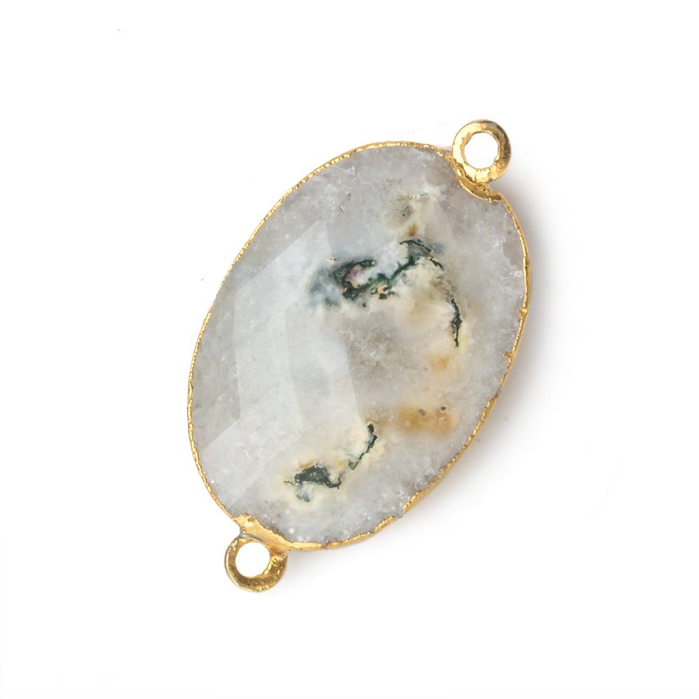 29x20mm 22kt Gold Leafed Natural Stalactite Solar Quartz Oval Connector 1 piece - Beadsofcambay.com