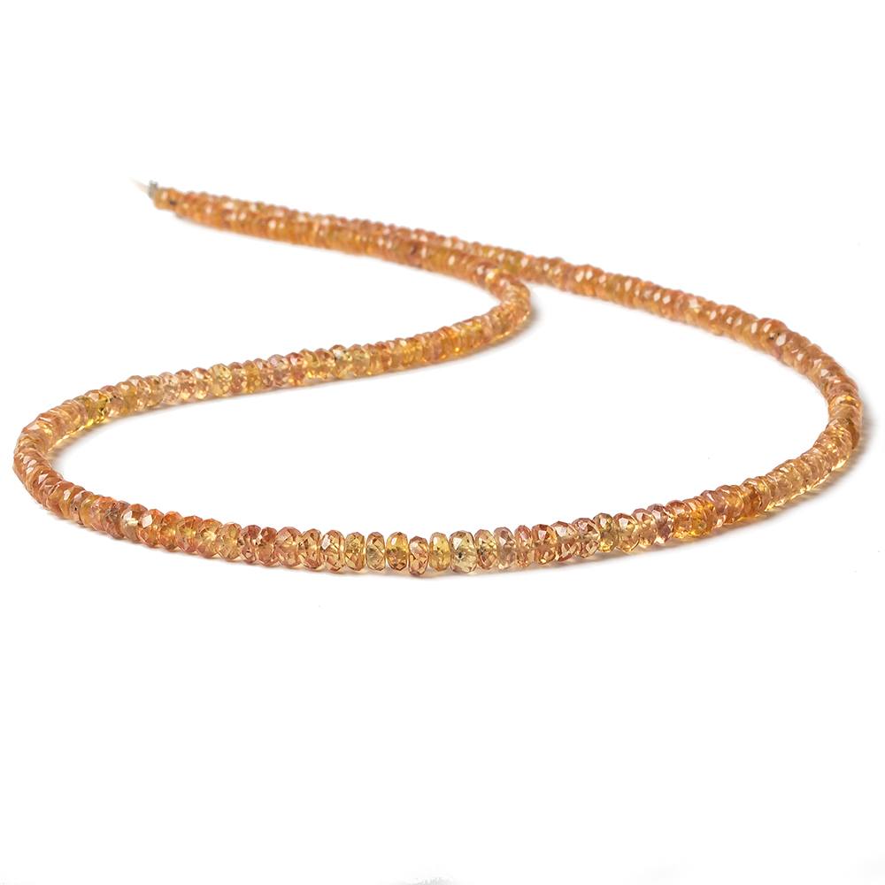 3-3.5mm Mandarin Orange Songea Sapphire Faceted Rondelle 16 inch 222 pcs - Beadsofcambay.com