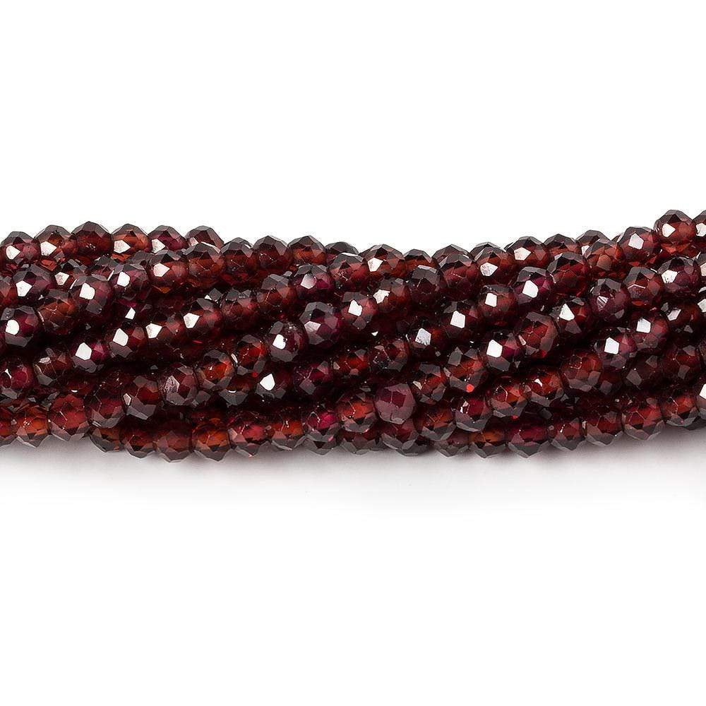 3-3.5mm Pyrope Garnet micro faceted rondelle beads 13 inch 115 pieces - Beadsofcambay.com