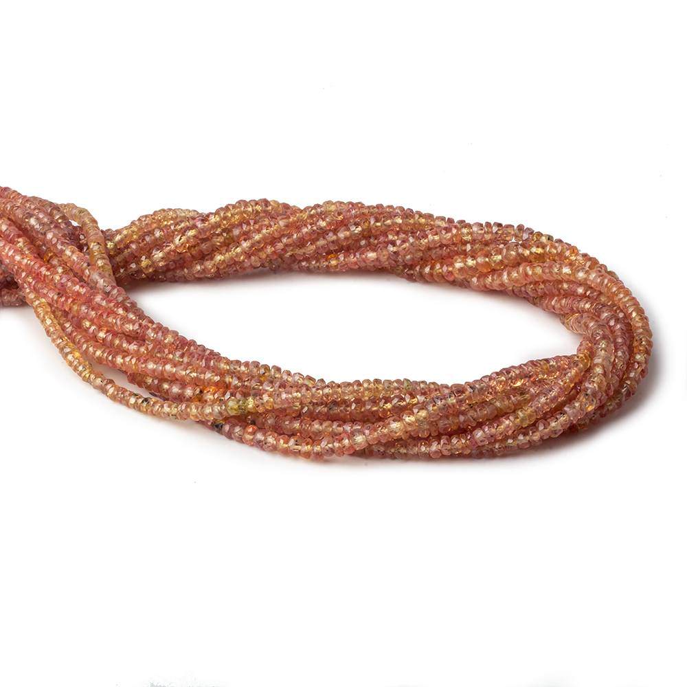 3-3.5mm Red Orange Sapphire Faceted Rondelles 16 inch 192 beads - Beadsofcambay.com