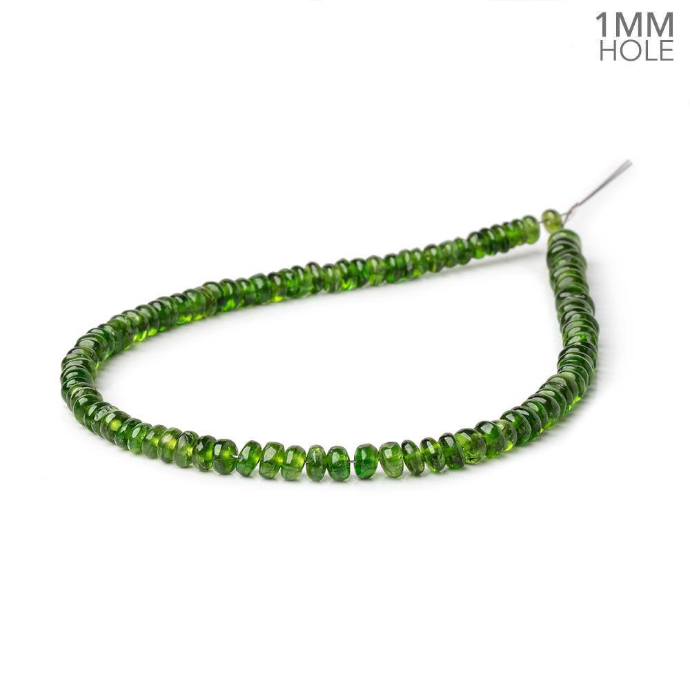 3-4.5mm Chrome Diopside Plain Rondelles 9 inch 100 Beads 1mm Drill Hole - Beadsofcambay.com