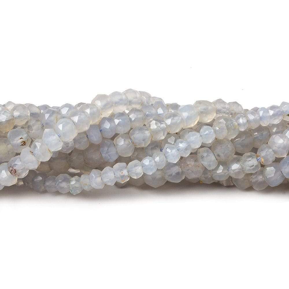 3-4mm Grey Blue Chalcedony Faceted Rondelle Beads 12.5 inch 99 pieces - Beadsofcambay.com