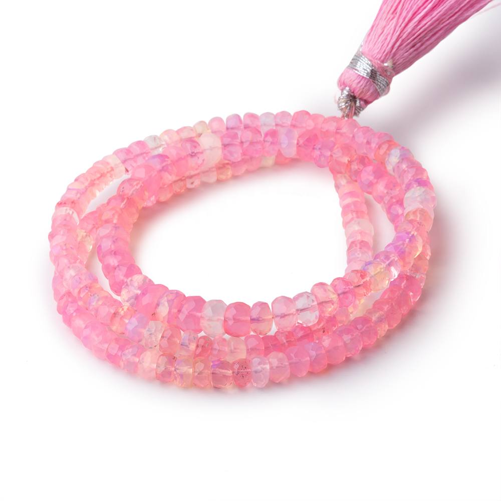 3-5mm Pink Ethiopian Opal Faceted Rondelle Beads 16 inch 169 pieces - Beadsofcambay.com