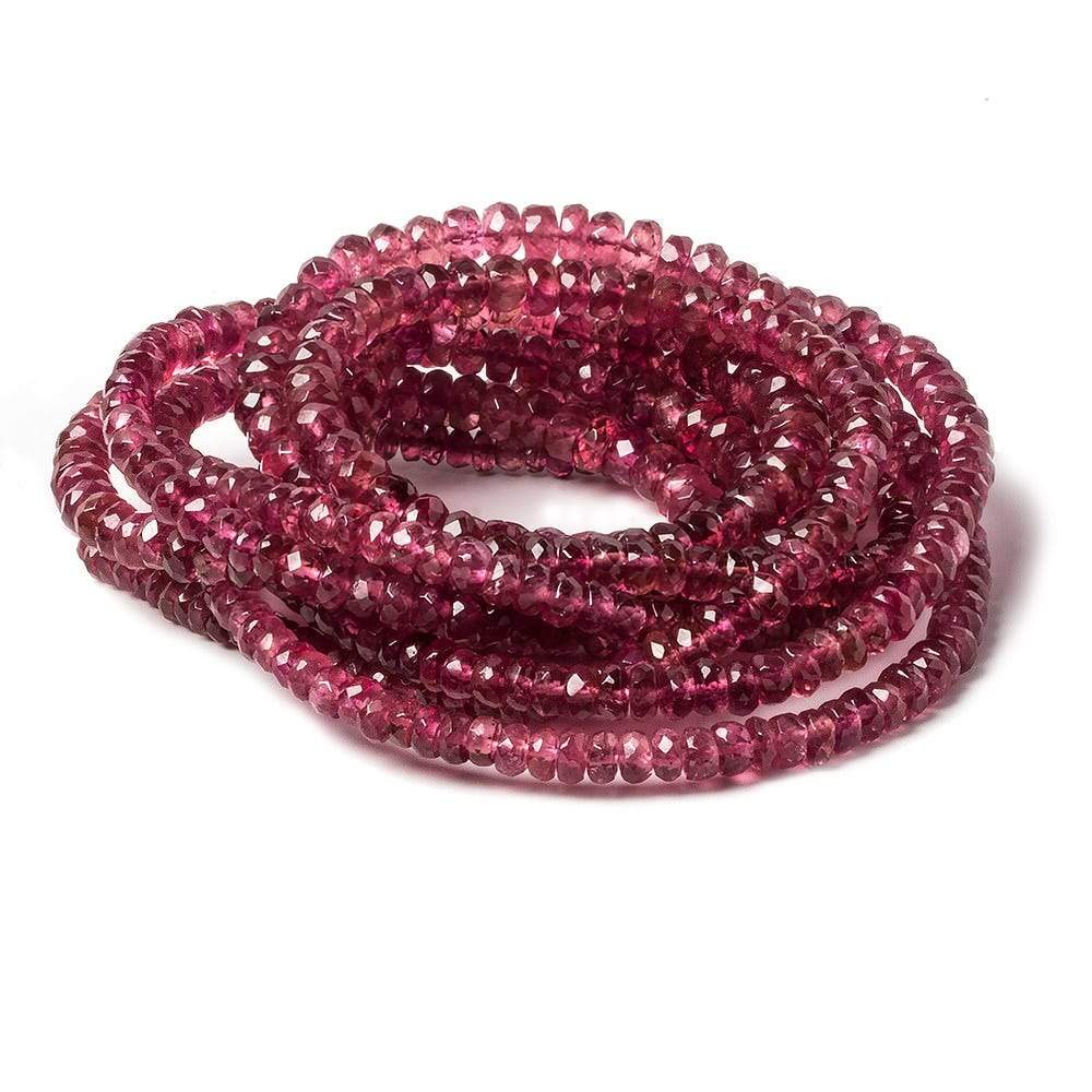 3-5mm Pink Tourmaline faceted rondelle beads 16 inch 160 pieces - Beadsofcambay.com