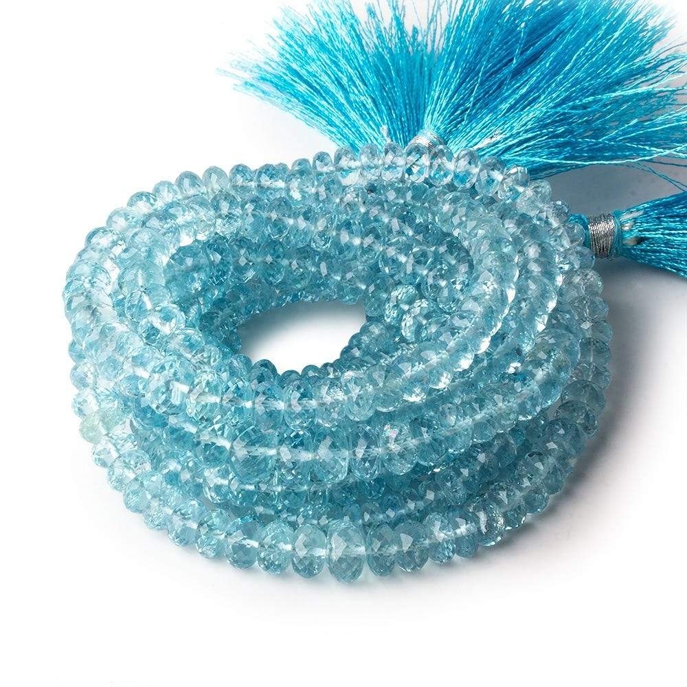 3-7mm Aquamarine Faceted Rondelle 16 inch 125 pieces AA - Beadsofcambay.com