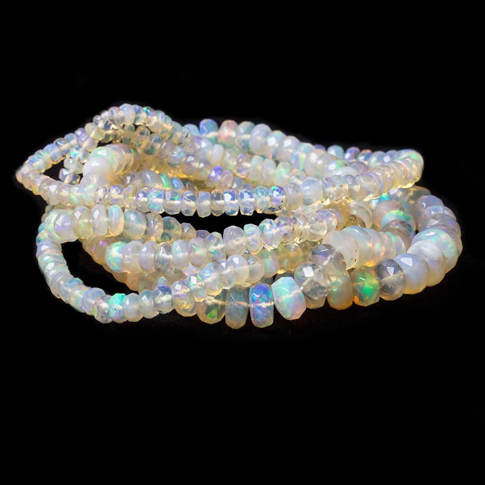 3 - 7mm Golden Ethiopian Opal Faceted Rondelle Beads 162 pieces AA Grade - Beadsofcambay.com