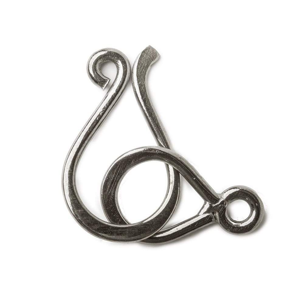 Sterling Silver 925 Hook and eye Clasp Hammered Loop 14x8mm Hook 18x11mm