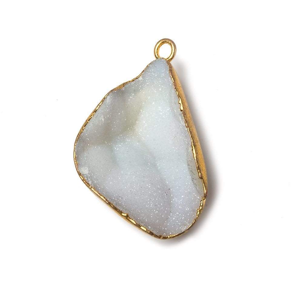 30x21x9mm 22kt Gold Leaf Edged White Drusy Focal Pendant 1 piece - Beadsofcambay.com