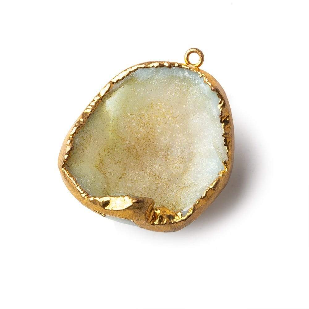 30x27x16mm Gold Leafed Butter Cream Concave Drusy Focal Pendant 1 piece - Beadsofcambay.com