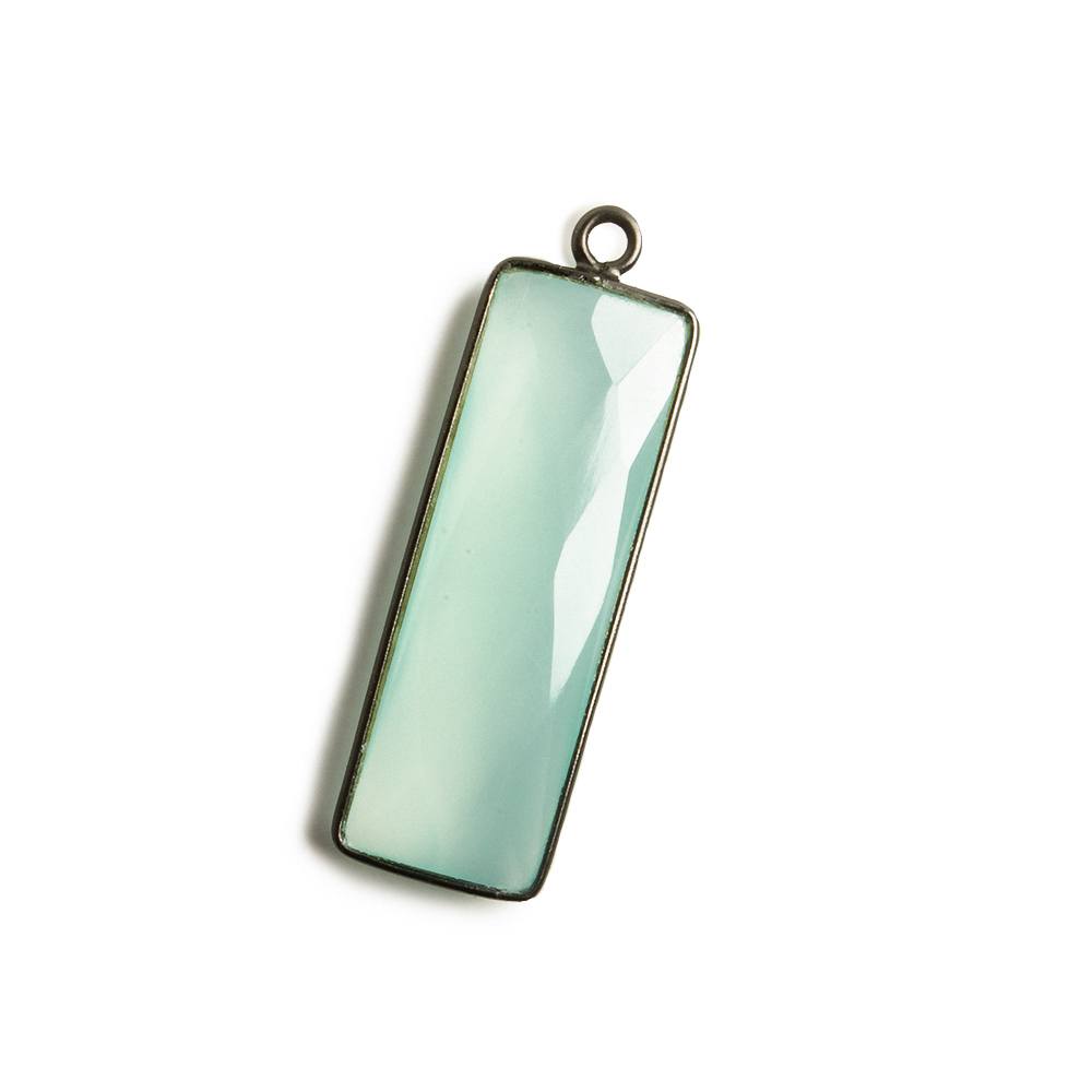 31x11mm Black Gold Bezel Seafoam Chalcedony Bar 1 ring pendant 1 piece - Beadsofcambay.com