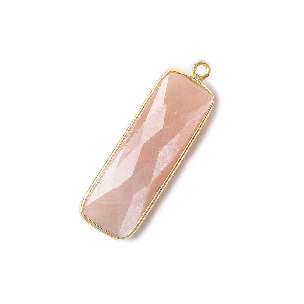 31x11mm Vermeil Bezel Peach Moonstone Bar 1 ring pendant 1 piece - Beadsofcambay.com