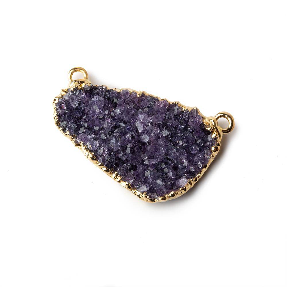 31x19mm Gold Leafed Amethyst Drusy Connector 1 piece - Beadsofcambay.com