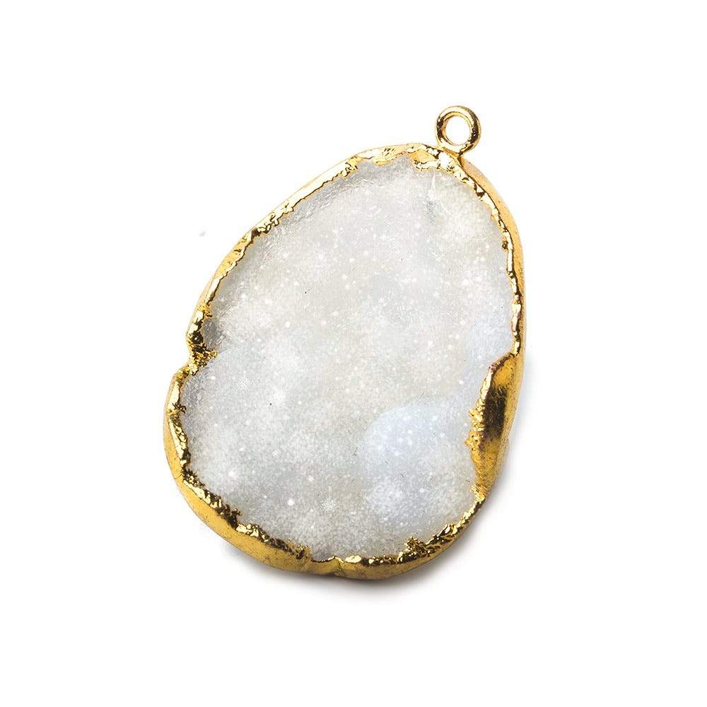 32x25x13mm Gold Leafed White Concave Drusy Focal Pendant 1 piece - Beadsofcambay.com