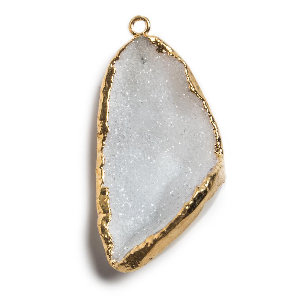 33x20x12mm Gold Leafed White Concave Drusy Focal Pendant 1 piece - Beadsofcambay.com