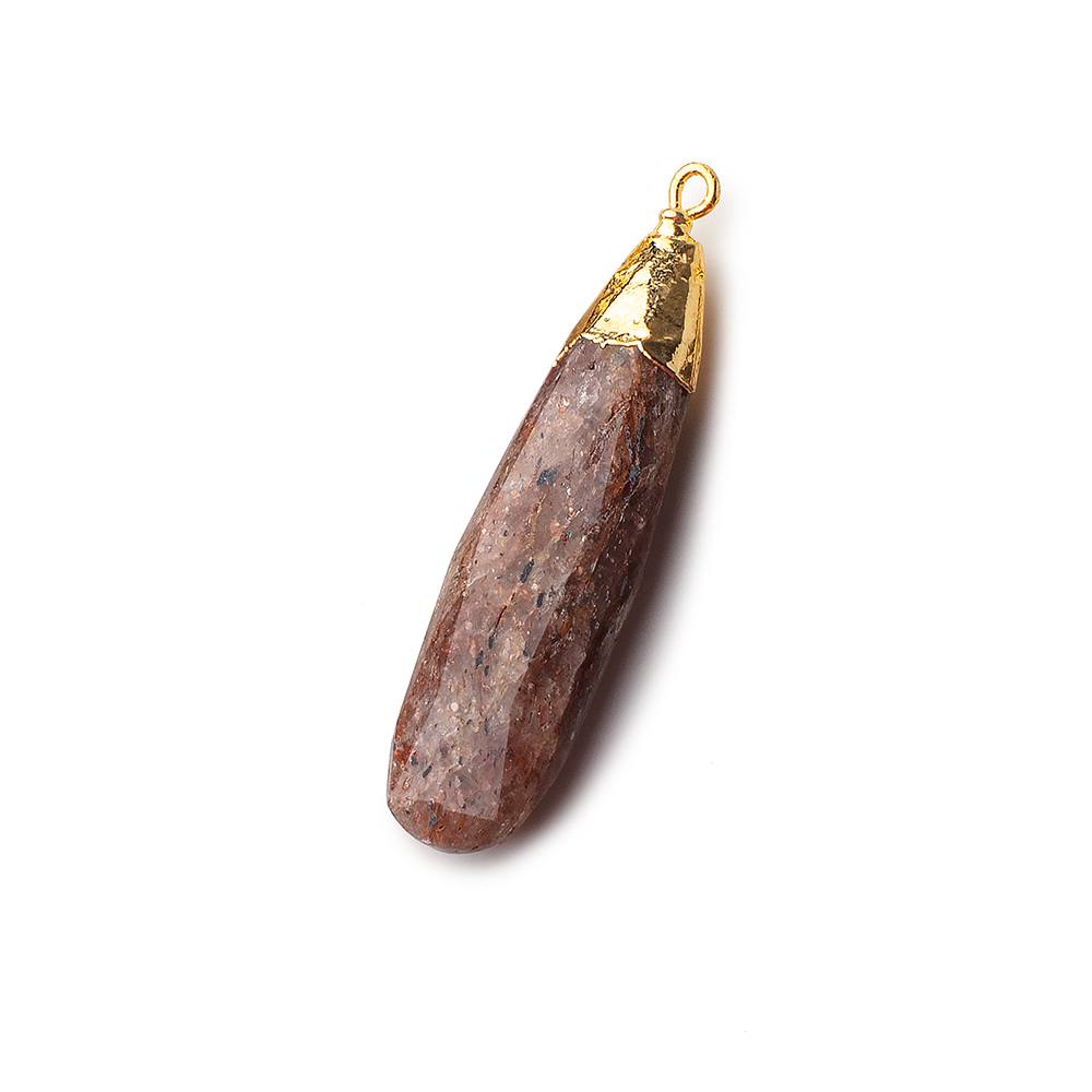 34x10mm Gold Leafed Ferrous Quartz Pear Pendant 1 piece - Beadsofcambay.com