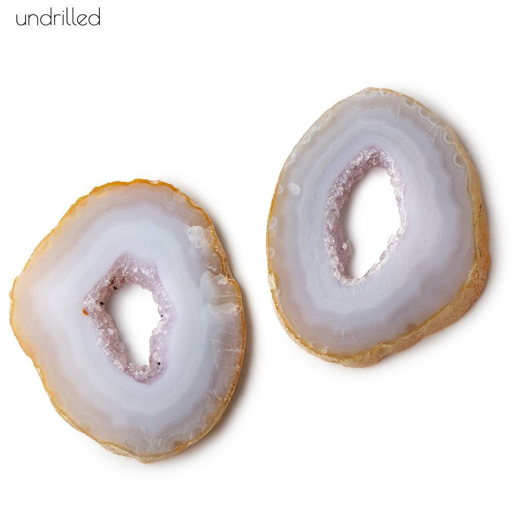 34x27mm Blue Lace Occo Agate Slice Bead Set of 2 pieces - Beadsofcambay.com