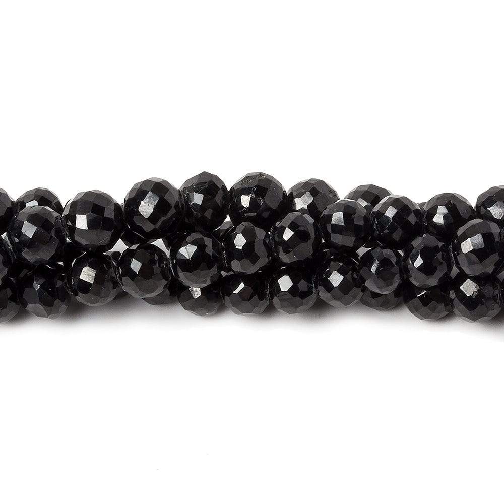 3.5-4.5mm Black Spinel Faceted Round Beads 16 inch 98 pieces - Beadsofcambay.com