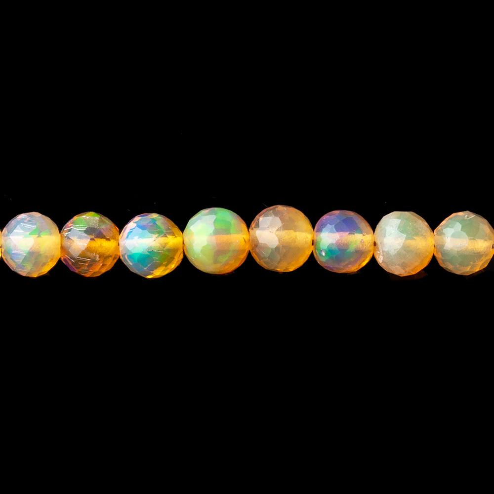 3.5-4mm Golden Ethiopian Opal Faceted Round Beads 17 inch 118 pieces AAA - Beadsofcambay.com