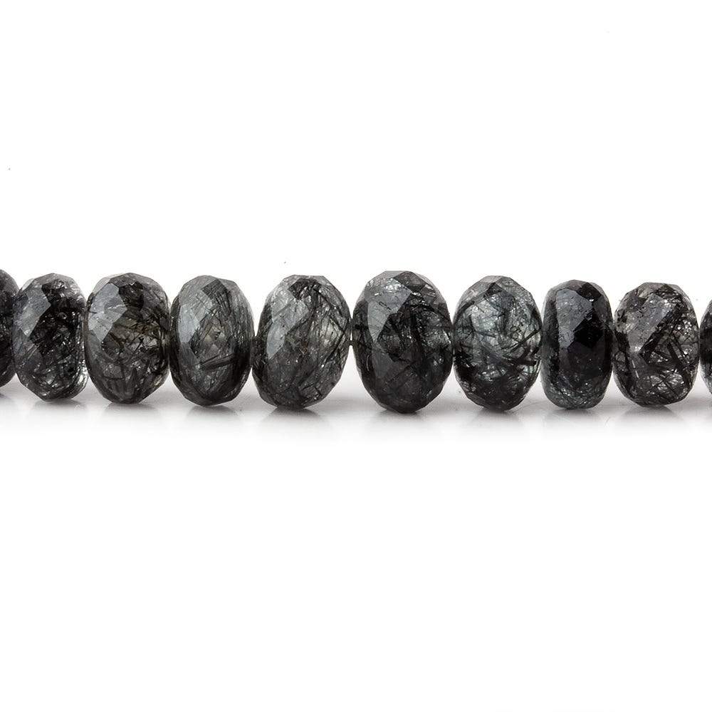 3.5-7mm Black Tourmalinated Quartz faceted rondelle beads 18 inch 135 pieces A - Beadsofcambay.com