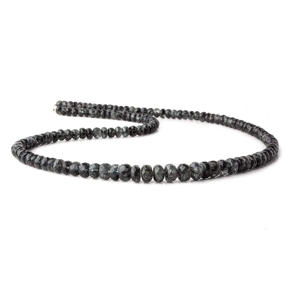 3.5-7mm Black Tourmalinated Quartz faceted rondelle beads 18 inch 135 pieces A - Beadsofcambay.com