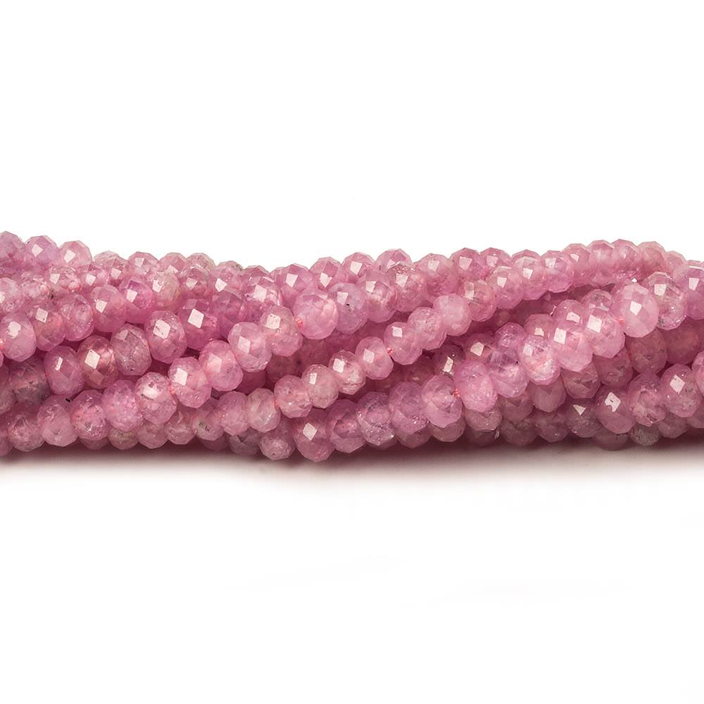 3.5mm Pink Sapphire micro-faceted rondelle beads 13 inch 125 pieces AA - Beadsofcambay.com