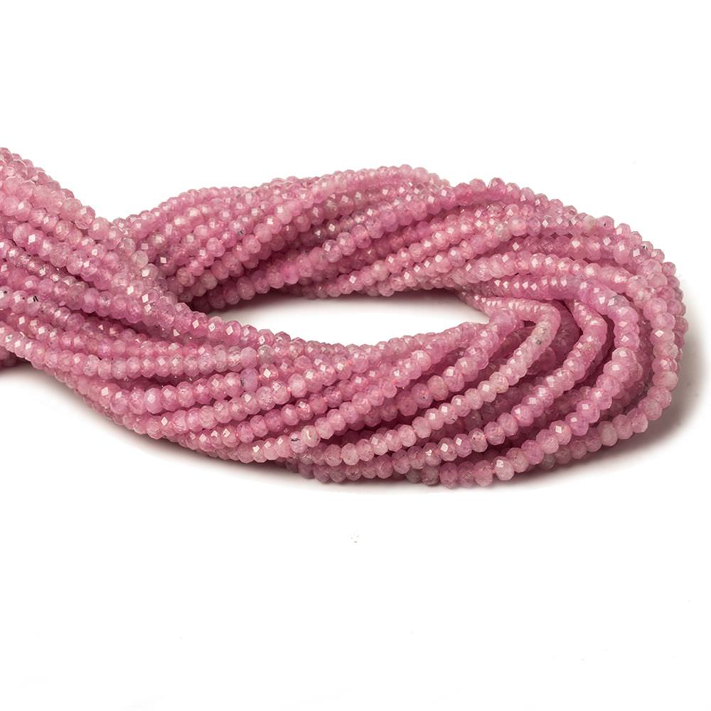 3.5mm Pink Sapphire micro-faceted rondelle beads 13 inch 125 pieces AA - Beadsofcambay.com