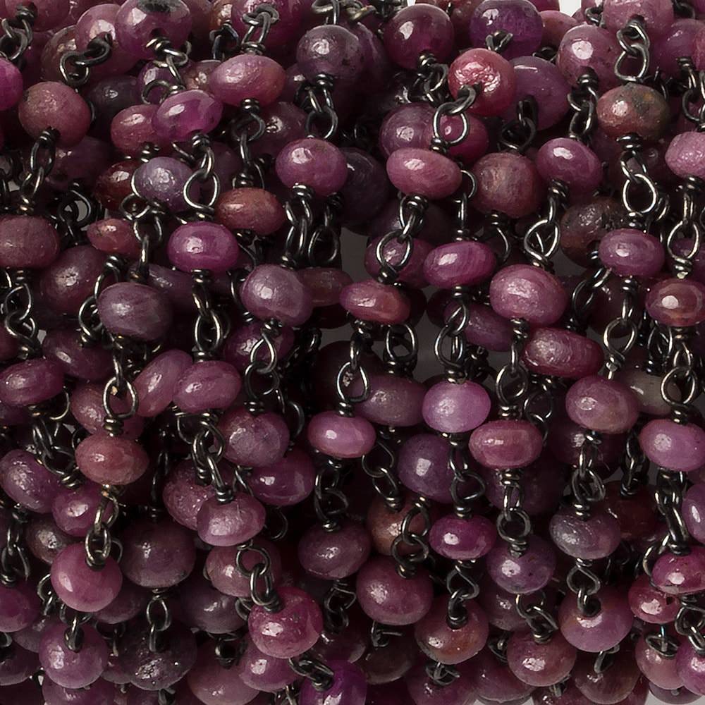 3.5mm Ruby plain rondelle Black Gold plated .925 Chain by the foot 45 pieces - Beadsofcambay.com