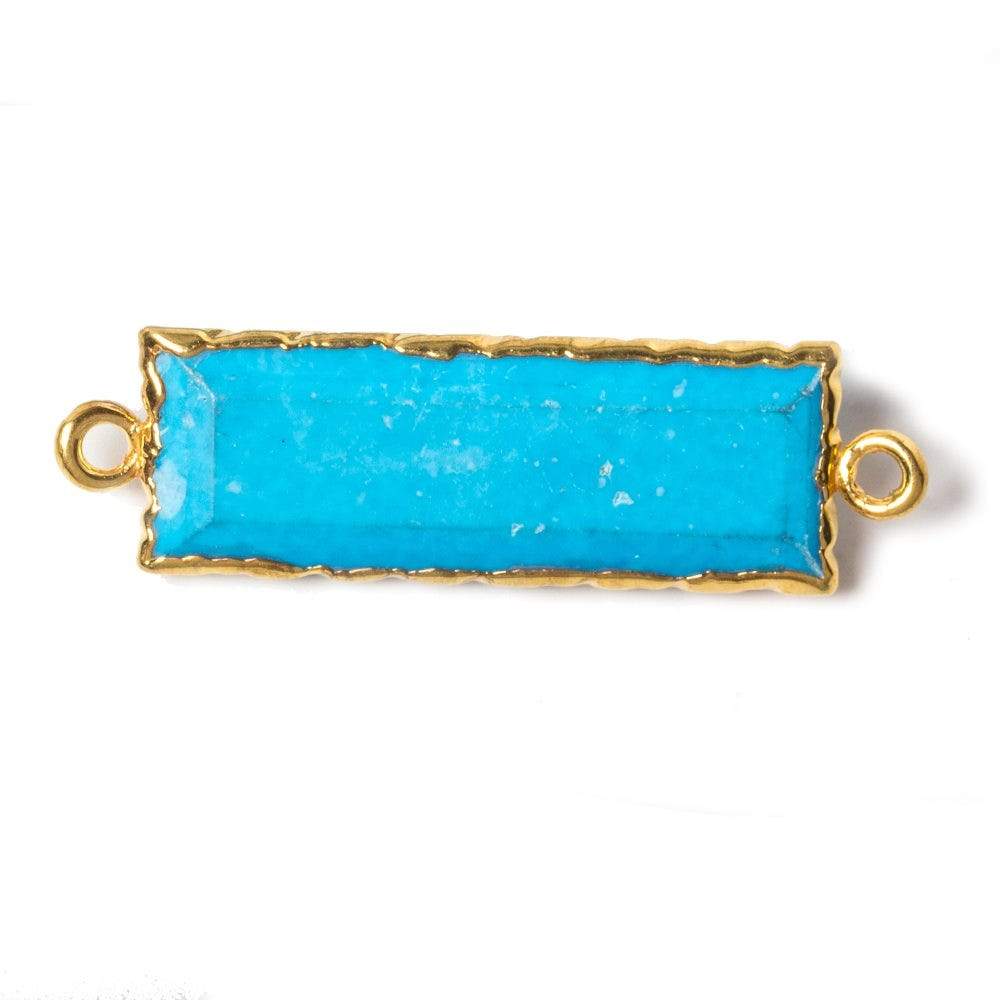 35x10mm Gold Leafed Turquoise Howlite Faceted Bar Connector 1 piece - Beadsofcambay.com