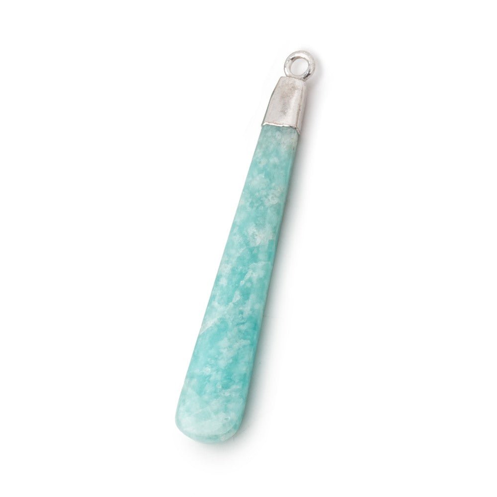 37x6mm Silver Leafed Amazonite Pear Pendant 1 focal piece - Beadsofcambay.com