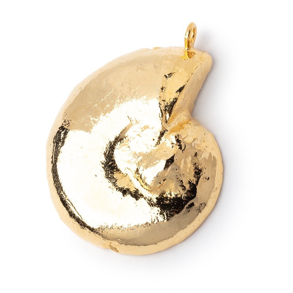 38x33mm Gold Leafed Ammonite Fossil Pendant 1 focal piece - Beadsofcambay.com