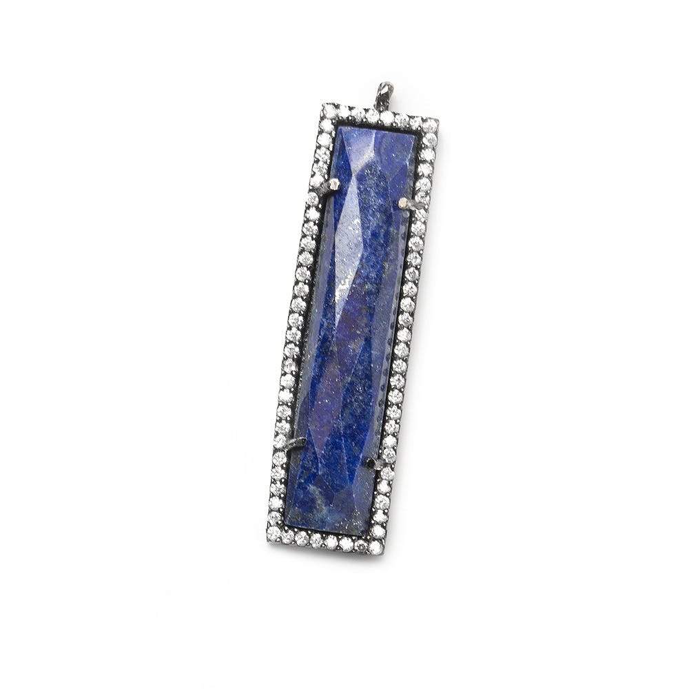 39x10.5mm Black Gold Bezel CZ and Lapis Lazuli Bar 1 ring Pendant 1 piece - Beadsofcambay.com