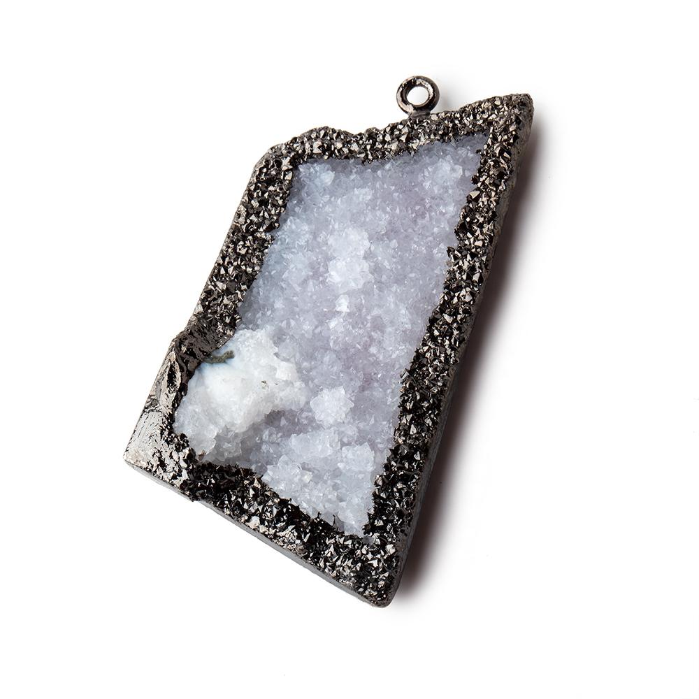 39x26mm Black Gold Leafed Gray Drusy Freeform Pendant 1 piece - Beadsofcambay.com